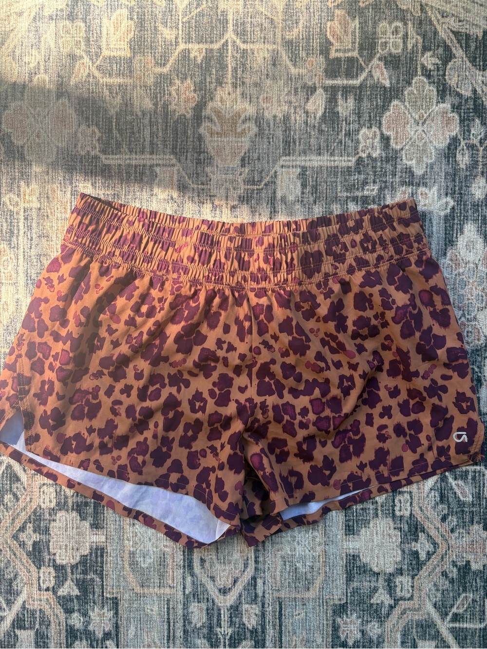 GAP Women's Athletic Shorts - Brown with Purple Leopard Print